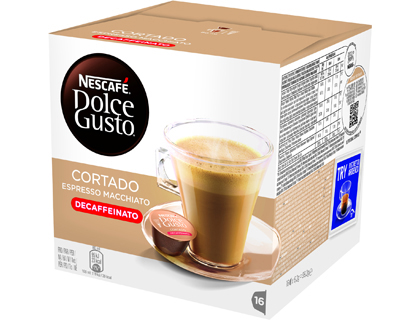 Café Dolce Gusto cortado descafeinado. Caja de 16 monodosis